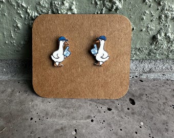 Acrylic Baseball Fan Goose Stud Earrings Spring Sports