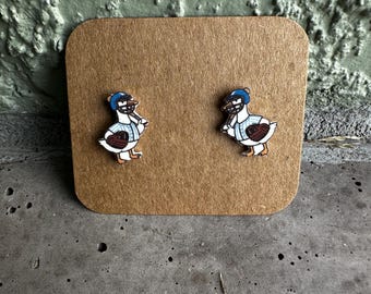 Acrylic Baseball Catcher Goose Stud Earrings Spring Sports