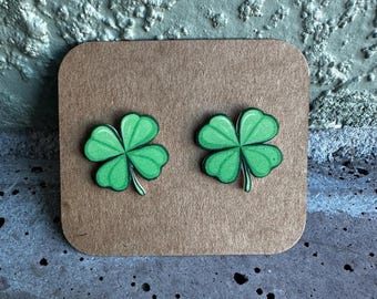 Acrylic Shamrock St Patrick's Day Stud Earrings Lucky