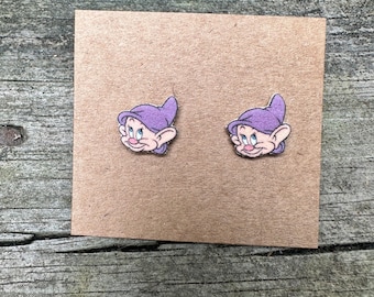 Dopey Earrings: Snow White Stainless Steel Stud Earrings