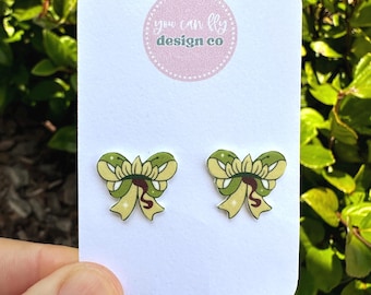 Tiana Themed Bow Princess and the Frog Earrings/Disney Earrings/Princess Earrings/Disney Trip/Stud Earrings/Stainless Steel/Disney Jewelry/