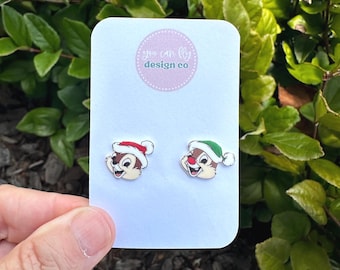 Chip and Dale Christmas Earrings | Disney Stainless Steel Studs