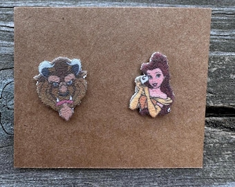 Belle and Beast Earrings/Disney Earrings/Princess Earrings/Disney Trip/Stud Earrings/Stainless Steel/Disney Jewelry/