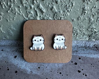 Cat Stud Earrings: Lightweight Acrylic, Cat Lover Gift