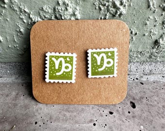 Zodiac Stud Earrings, Capricorn, Astrology Sign Jewelry, Horoscope Gift, Birthday Gift