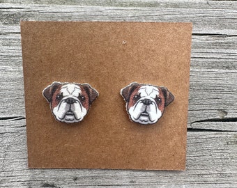 English Bulldog Stud Earrings: Lightweight Acrylic Dog Jewelry