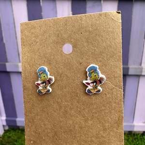 Jiminy Cricket Earrings/Disney Earrings/Pinocchio Movie Earrings/Disney Trip/Stud Earrings/Stainless Steel/Disney Jewelry/