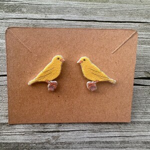 Yellow Canary Earrings: Lightweight Acrylic Bird Studs