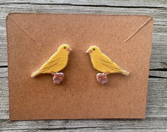 Yellow Canary Earrings/Stud Earrings/Bird Jewelry/Christmas Gift/Bird Lover Gift/Canary Earrings