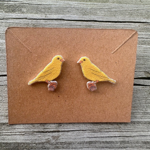 Yellow Canary Earrings/Stud Earrings/Bird Jewelry/Christmas Gift/Bird Lover Gift/Canary Earrings