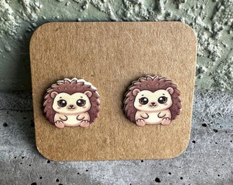 Kawaii Hedgehog Earrings: Lightweight Acrylic, Stainless Steel Studs