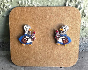 Acrylic Patriotic Goose Stud Earrings Bonnet Summer Independence 4th of July