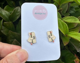 Goose Hugging Mahjong Tile Green Dragon Costume Earrings Lightweight Acrylic Game Night Hostess Gift