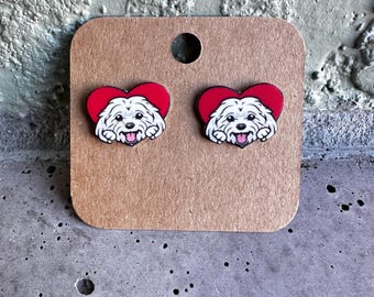 Maltese Heart Earrings Stainless Steel Studs Valentine's Day Love