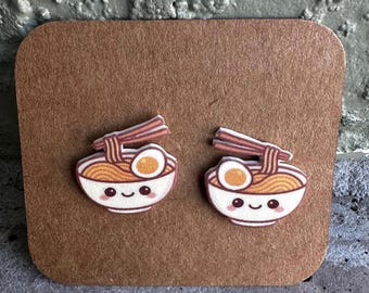 Kawaii Ramen Earrings: Acrylic Food Jewelry