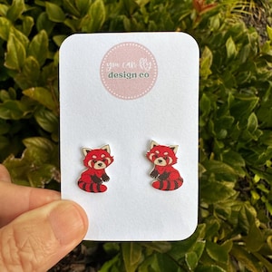 Red Panda Earrings: Lightweight Acrylic with Stainless Steel Posts