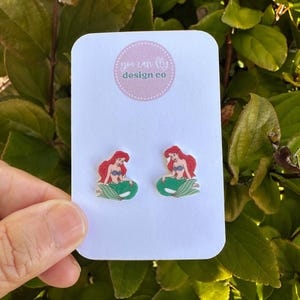 Ariel Little Mermaid Stud Earrings, Stainless Steel