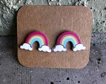 Acrylic Rainbow St Patrick's Day Stud Earrings Lucky