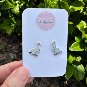 Silly Goose Stud Earrings: Lightweight Acrylic, Stainless Steel