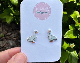 Silly Goose Stud Earrings: Lightweight Acrylic, Stainless Steel