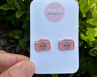 Kawaii Camera Earrings: Lightweight Acrylic Jewelry