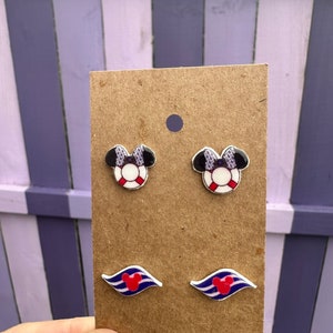 DCL and Minnie Mouse Sailor Earrings/Disney Earrings/DCL/Disney Trip/Stud Earrings/Stainless Steel/Disney Jewelry/Gift/Pairs