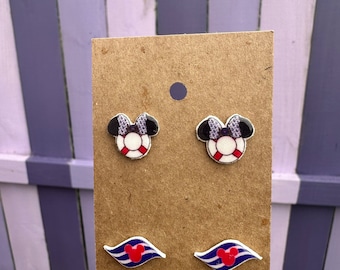 DCL and Minnie Mouse Sailor Earrings/Disney Earrings/DCL/Disney Trip/Stud Earrings/Stainless Steel/Disney Jewelry/Gift/Pairs