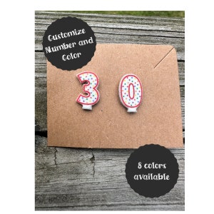 Custom Birthday Number Candle Earrings: Acrylic Stud Earrings