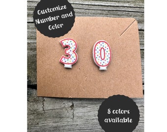 Custom Birthday Number Candle Earrings: Acrylic Stud Earrings