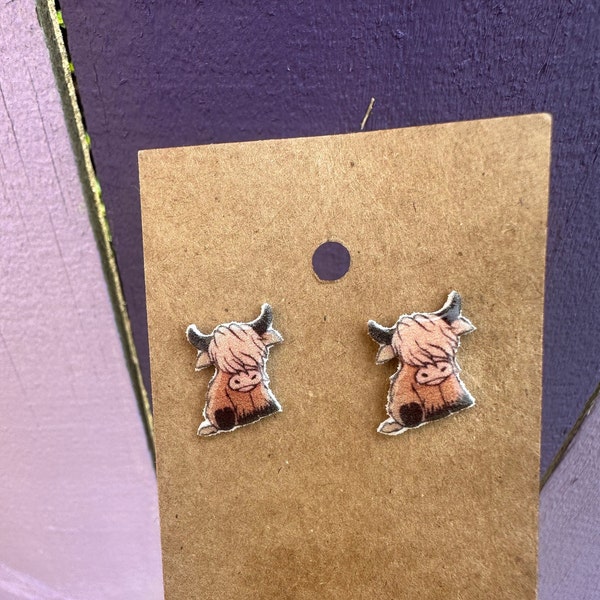 Highland Cow Earrings/Stud Earrings/Cow Earrings/Stainless Steel/Jewelry