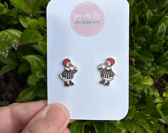 Silly Goose Hockey Referee Stud Earrings: Lightweight Acrylic, Stainless Steel