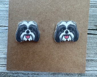 Shih Tzu Earrings/Stud Earrings/Dog Jewelry/Christmas Gift/Dog Lover Gift/Dog Earrings/Cute Dog Earrings/Shih Tzu Mom/Shihtzu Dog