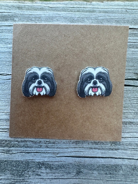 Sterling Silver LabraDoodle Studs Black Resin Sterling Silver LabraDoodle Studs Black Resin