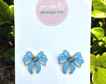 Cinderella Preppy Bow Stud Earrings, Stainless Steel