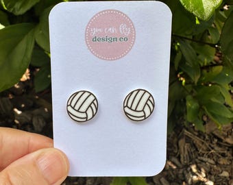 Volleyball Earrings: Acrylic Studs, Sports Gift for Women, Volleyball Fan, Volleyball mom