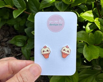 Kawaii Ice Cream Cone: Acrylic Food Jewelry