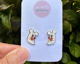 Cute Mickey Mouse Ghost Earrings/Disney Earrings/Halloween Earrings/Disney Trip/Stud Earrings/Stainless Steel/Disney Jewelry/MNSSHP/Cutie