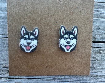 Husky Earrings/Stud Earrings/Dog Jewelry/Christmas Gift/Dog Lover Gift/Dog Earrings/Earrings/Siberian Husky Mom/Siberian Husky Earrings