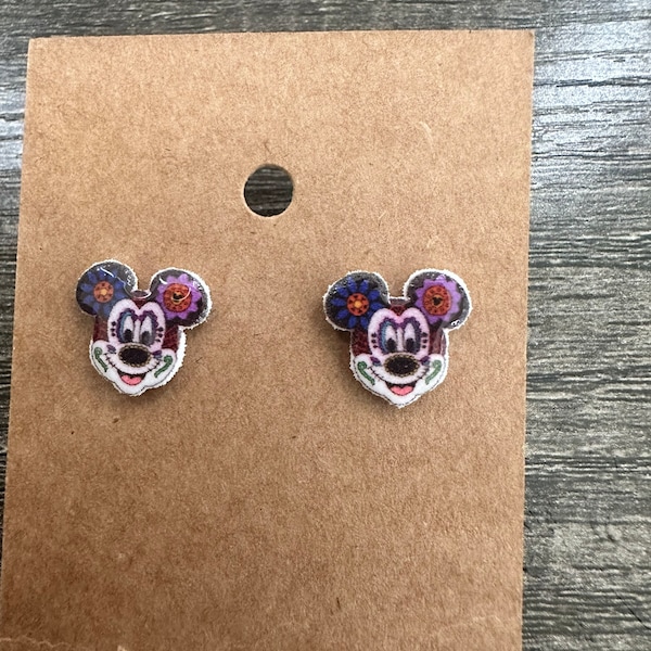 Mickey Mouse Sugar Skull Head Earrings/Disney Earrings/Gift for Her/Disney Trip/Stud Earrings/Stainless Steel/