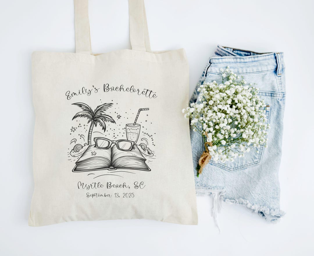 Personalized Beach Bachelorette Tote Bags, Custom Coastal Bachelorette ...