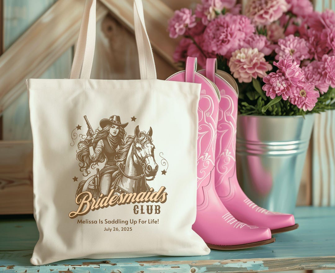 Personalized Cowgirl Bachelorette Tote Bag, Custom Bachelorette Gifts ...