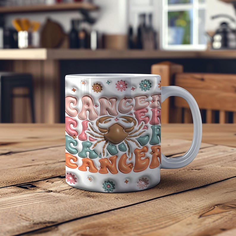 Cancer Gift, Zodiac Mug, Astrology Mug, 3D Effect Mug, Zodiac Gift for Her, Girly Mug, Novelty Mug, Celestial Gift, Spiritual Gifts Birthday Bild 2