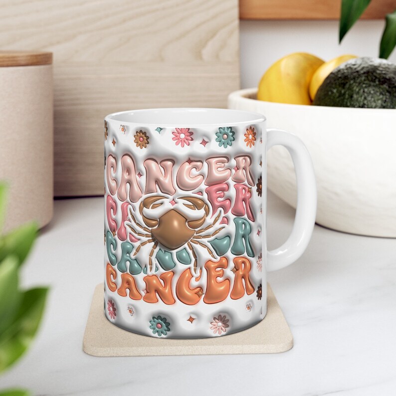 3D Cancer Zodiac Mug, Astrology Cancer Coffee Mug, Cancer Zodiac Sign Mug, Cancer Birthday Gifts, Unique Holiday Gift Idea, Horoscope Zodiac