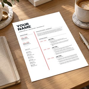 Modern Resume Template, Minimalist CV Design, Professional One Page ...