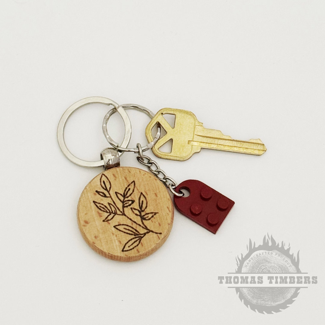 Handcrafted Wooden Botanical Keychains - Etsy