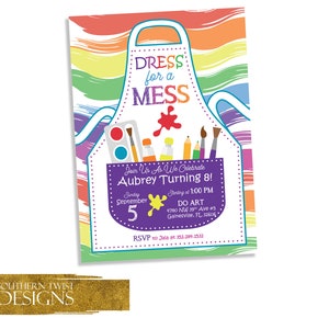 Paint Party Invitation, Art Birthday Party Invitation, Custom Girls Birthday Invitations, Painting Birthday, Printable Digital Invites