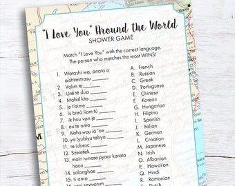 Travel Bridal Shower Game: I Love You Around the World (Digital Download)