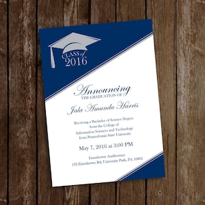 Masculine Graduation Announcement Invitation - Grade School, Middle School, High School or College Graduation