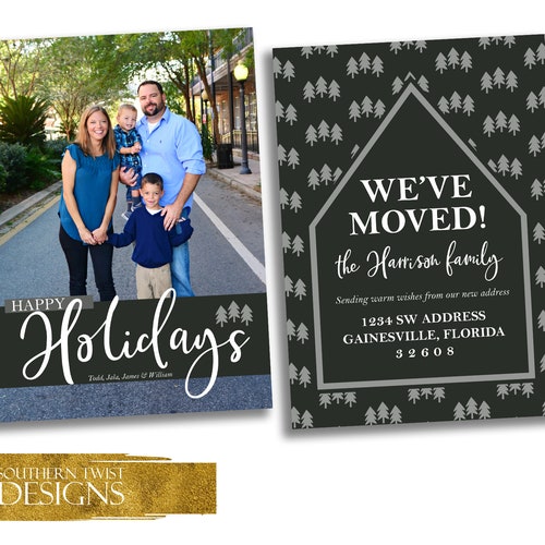 New Home Moving Announcement Christmas Cards Holiday Card Etsy