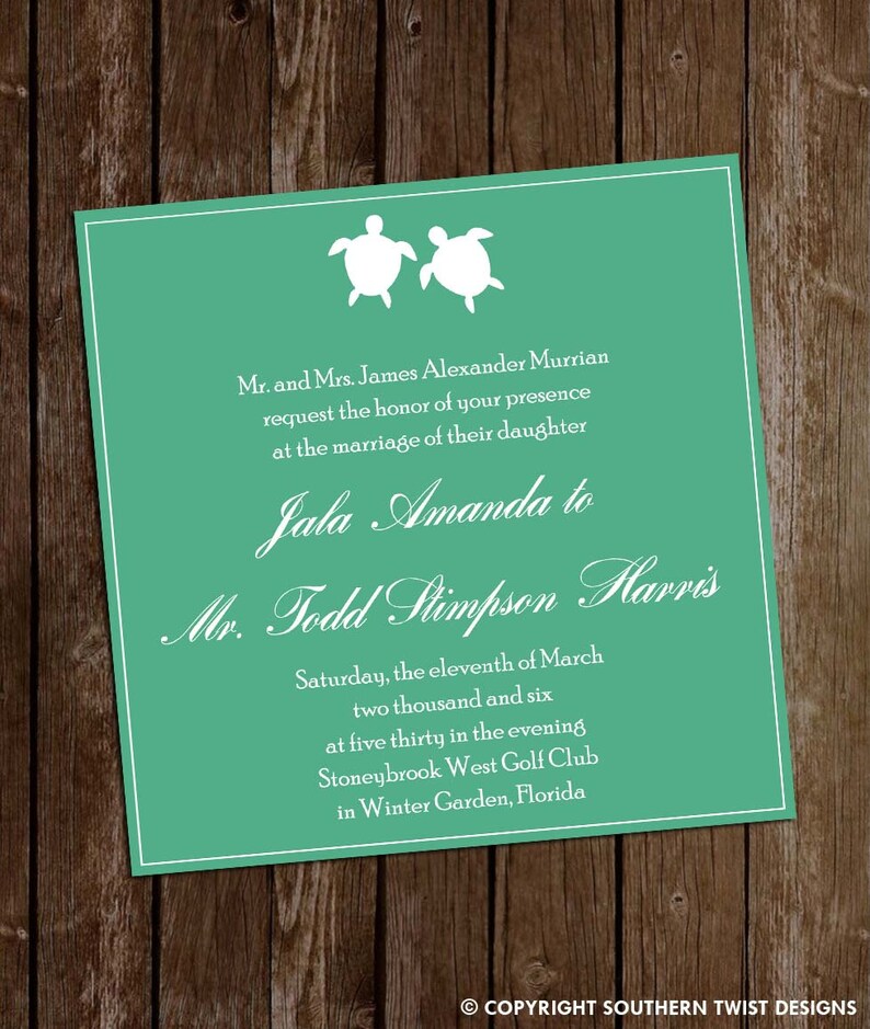 Elegant Sea Turtle Wedding Invitations for a Natural Love Story